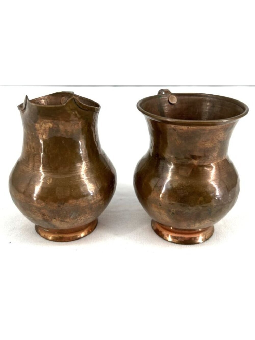 Copper Pitchers Hand Hammered Mini 3-3.5" Lot of 2 Vintage